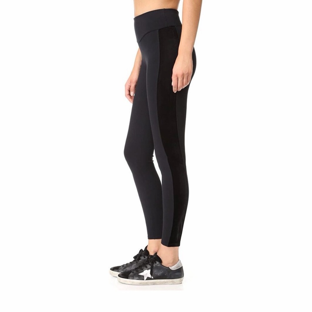 Spanx Women's black velvet-striped high-rise ponte compression pants leggings